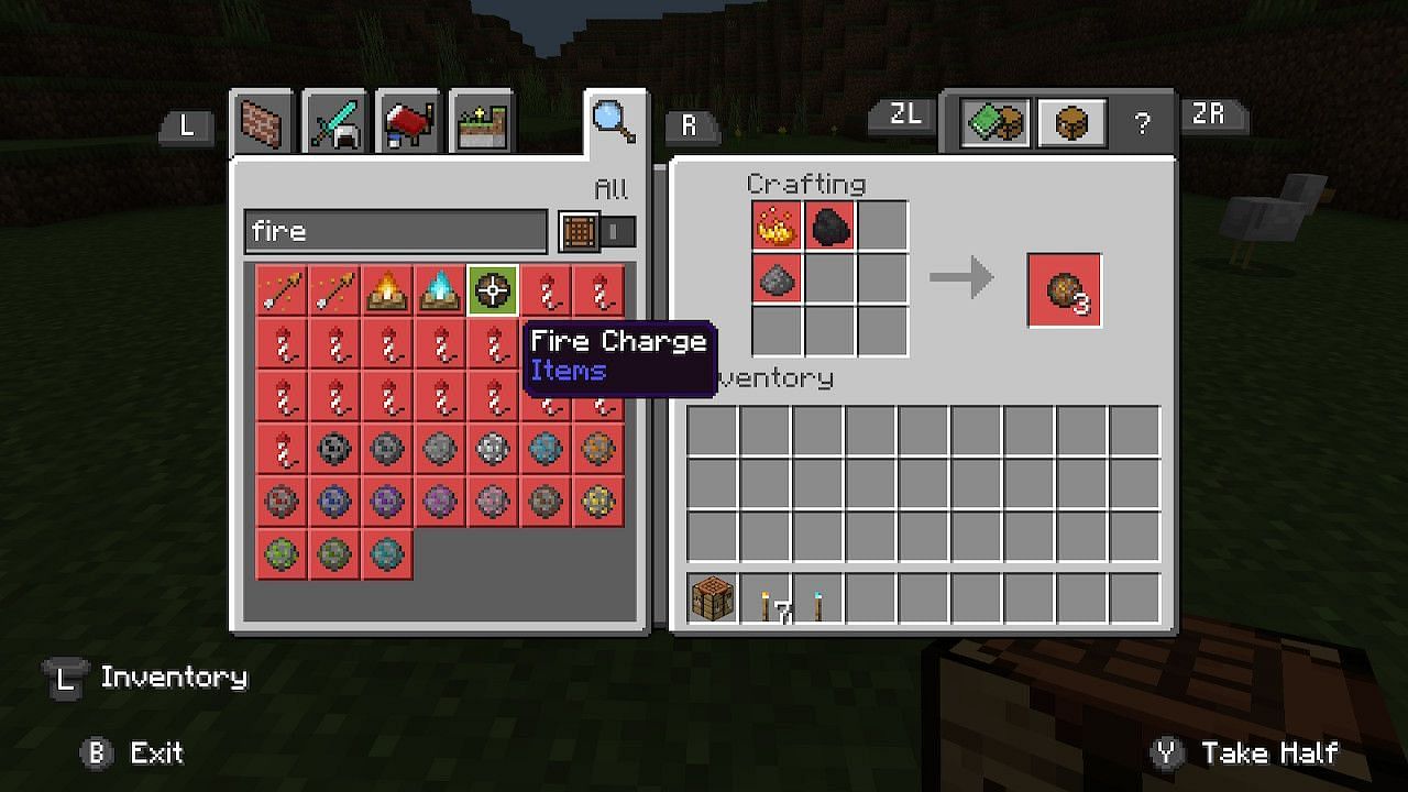 Fire Charges can be loaded into dispensers or used by the player to create fire on demand. Image via Minecraft.