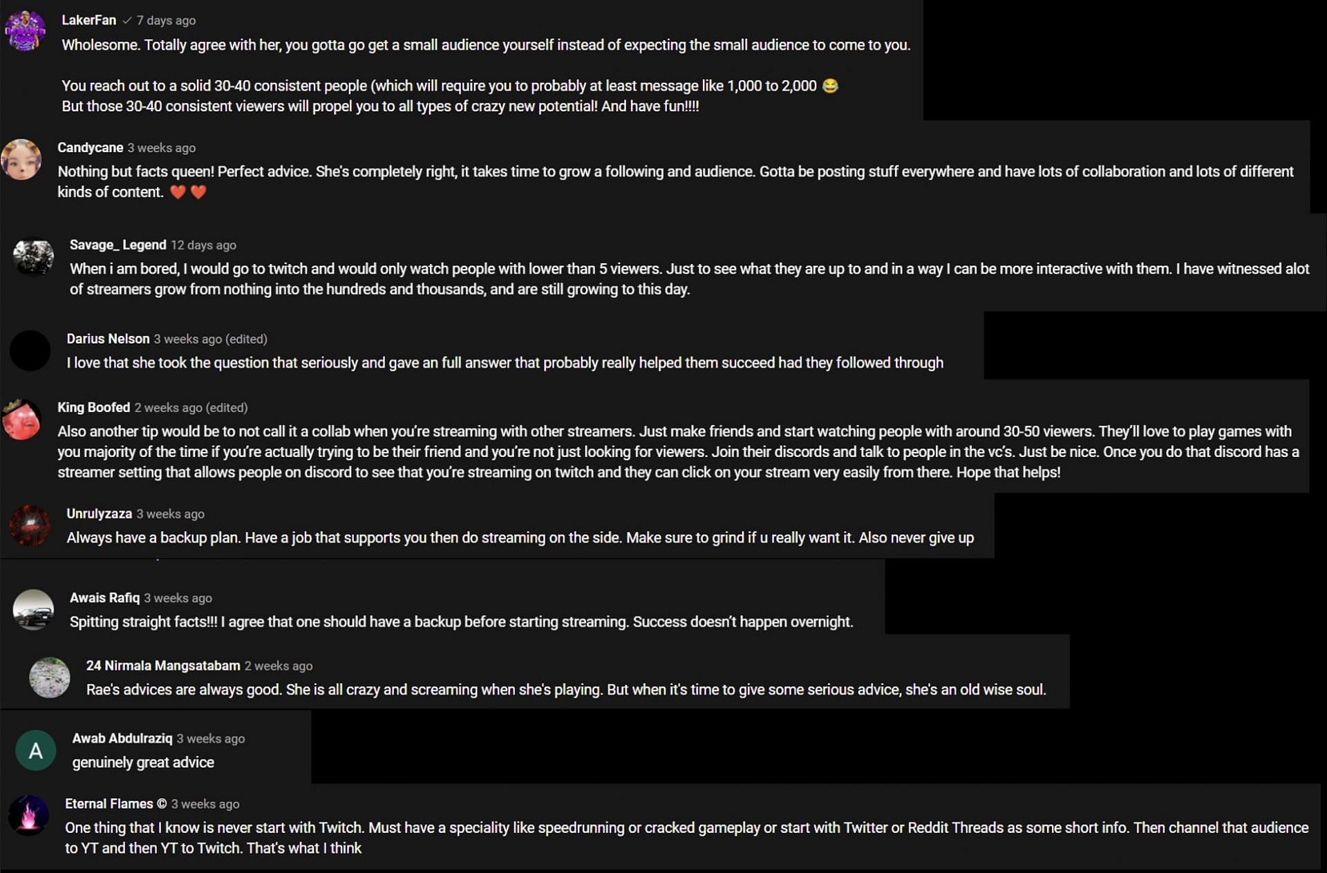 Valkyrae&#039;s comment section reacting to her advice (Images via ValkyraeShorts/YouTube)