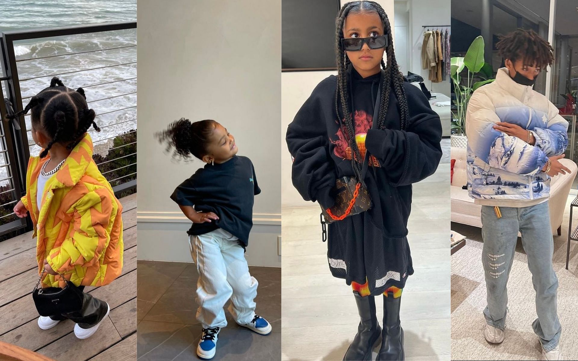 Stormi Webster, North West and Jaden Smith as fashion icons (Image via @kyliejenner/Instagram, @kimkardashian/Instagram, @c.syresmith/Instagram)