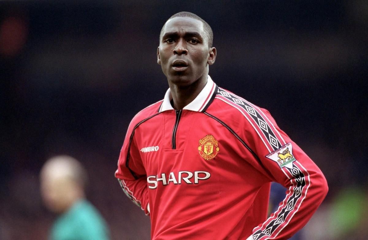 Manchester United&#039;s Andy Cole in action (Image courtesy: footballtransfers.com)
