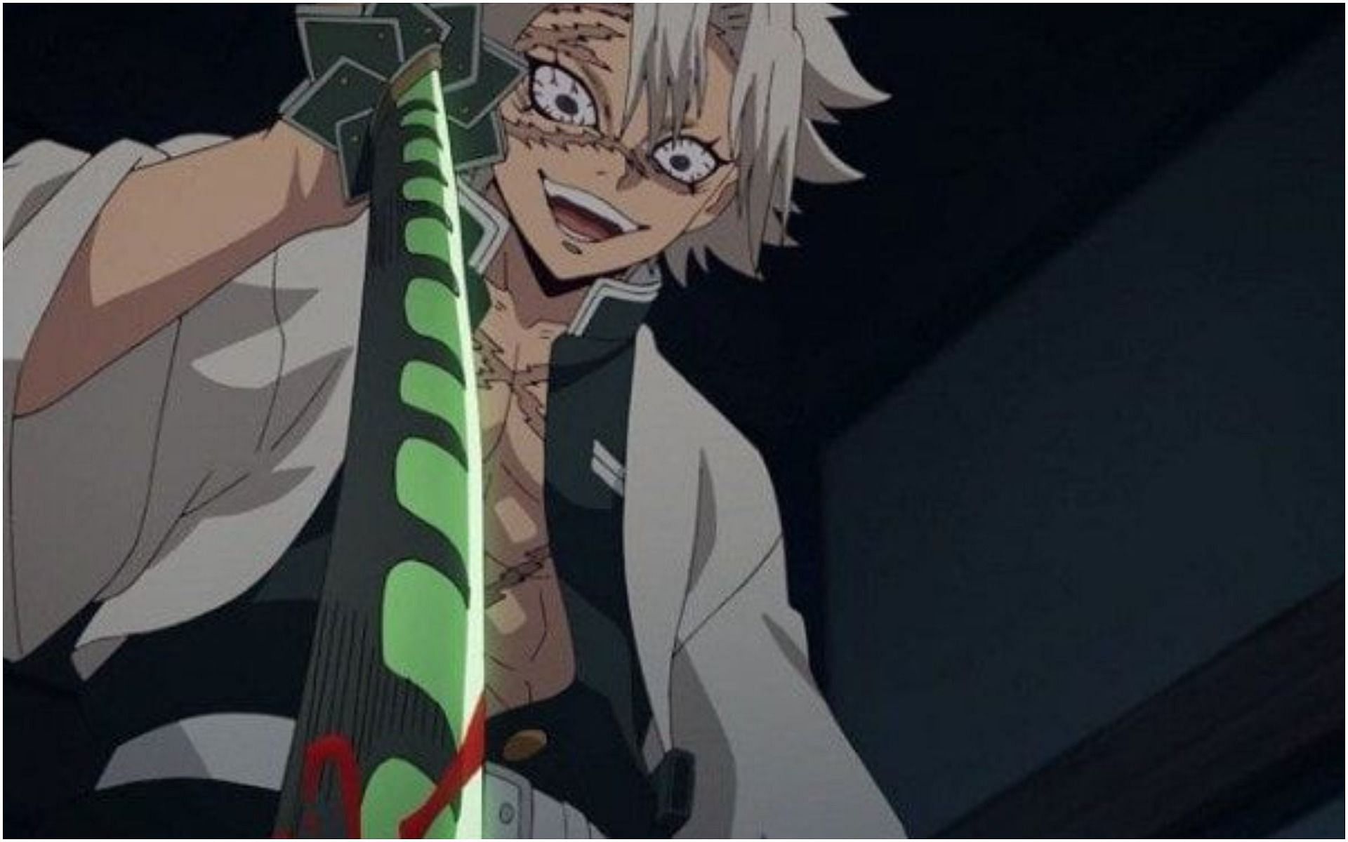 Sanemi&#039;s jagged green sword shows both his personality as well as his technique (Image via Demon Slayer)
