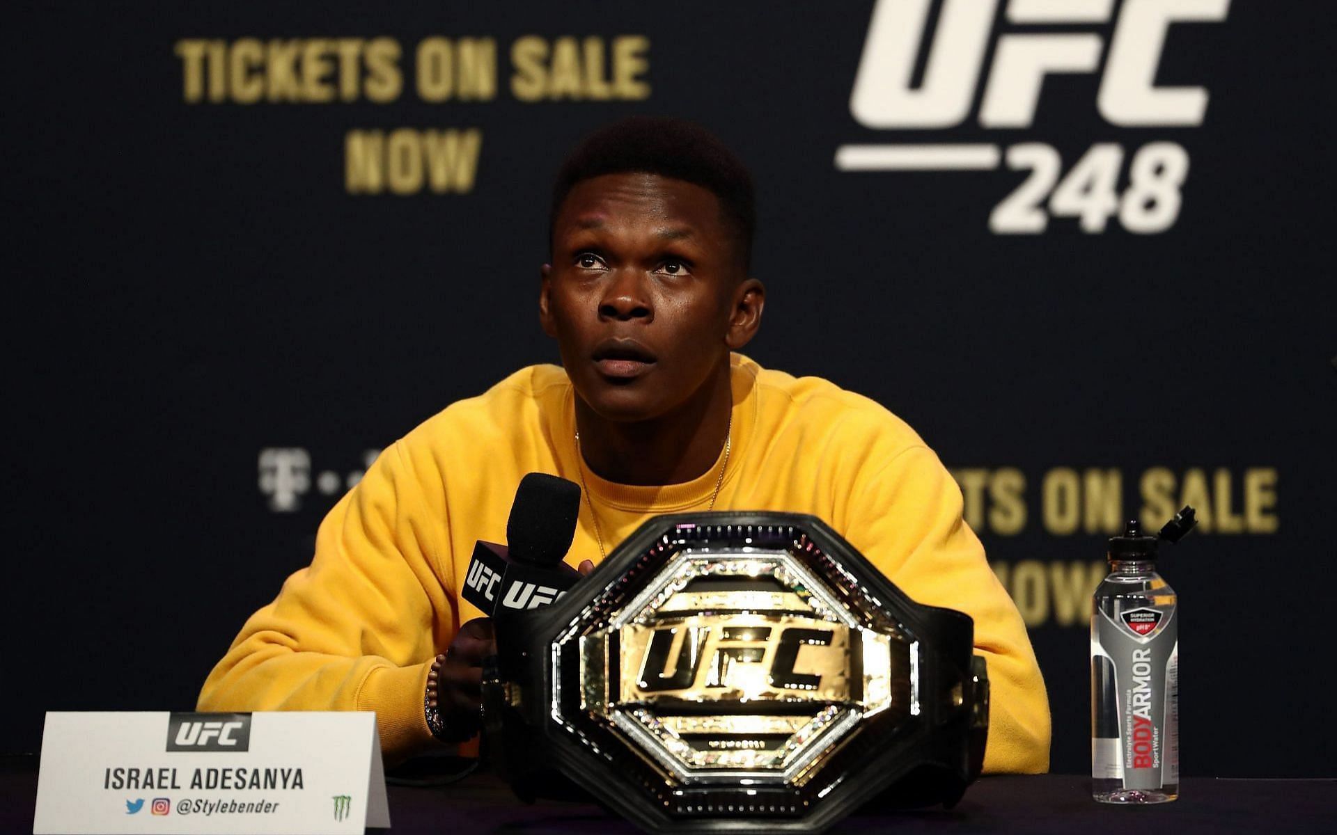 Israel Adesanya preparing for questions prior to UFC 248