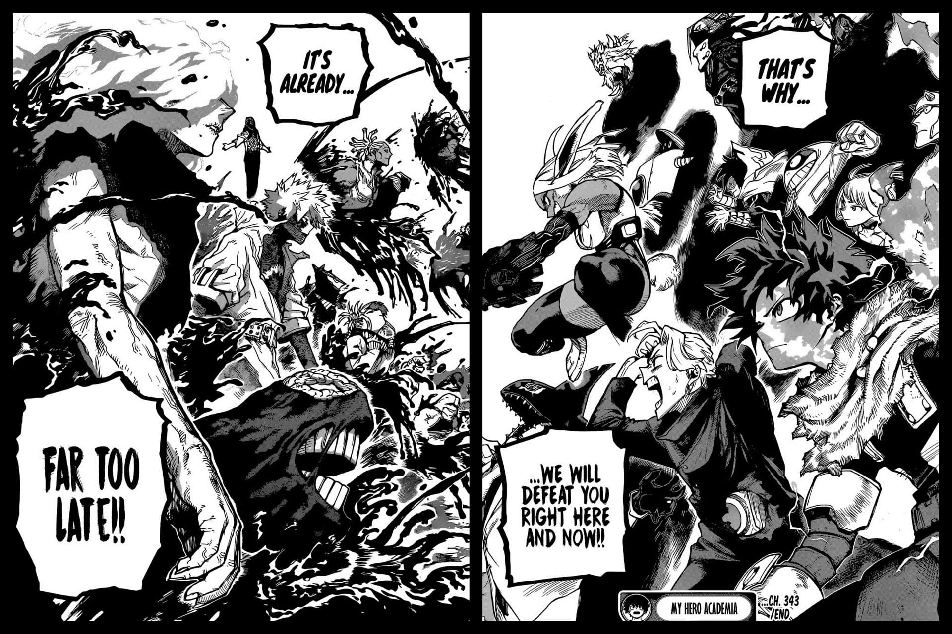 My Hero Academia Chapter 343 ends on the cusp of the Second War (Image via TCBScans)