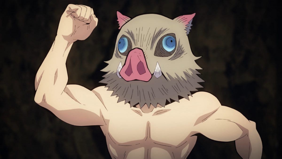 Inosuke Hashibira as seen in the anime Demon Slayer: Kimetsu no Yaiba (Image via Ufotable)
