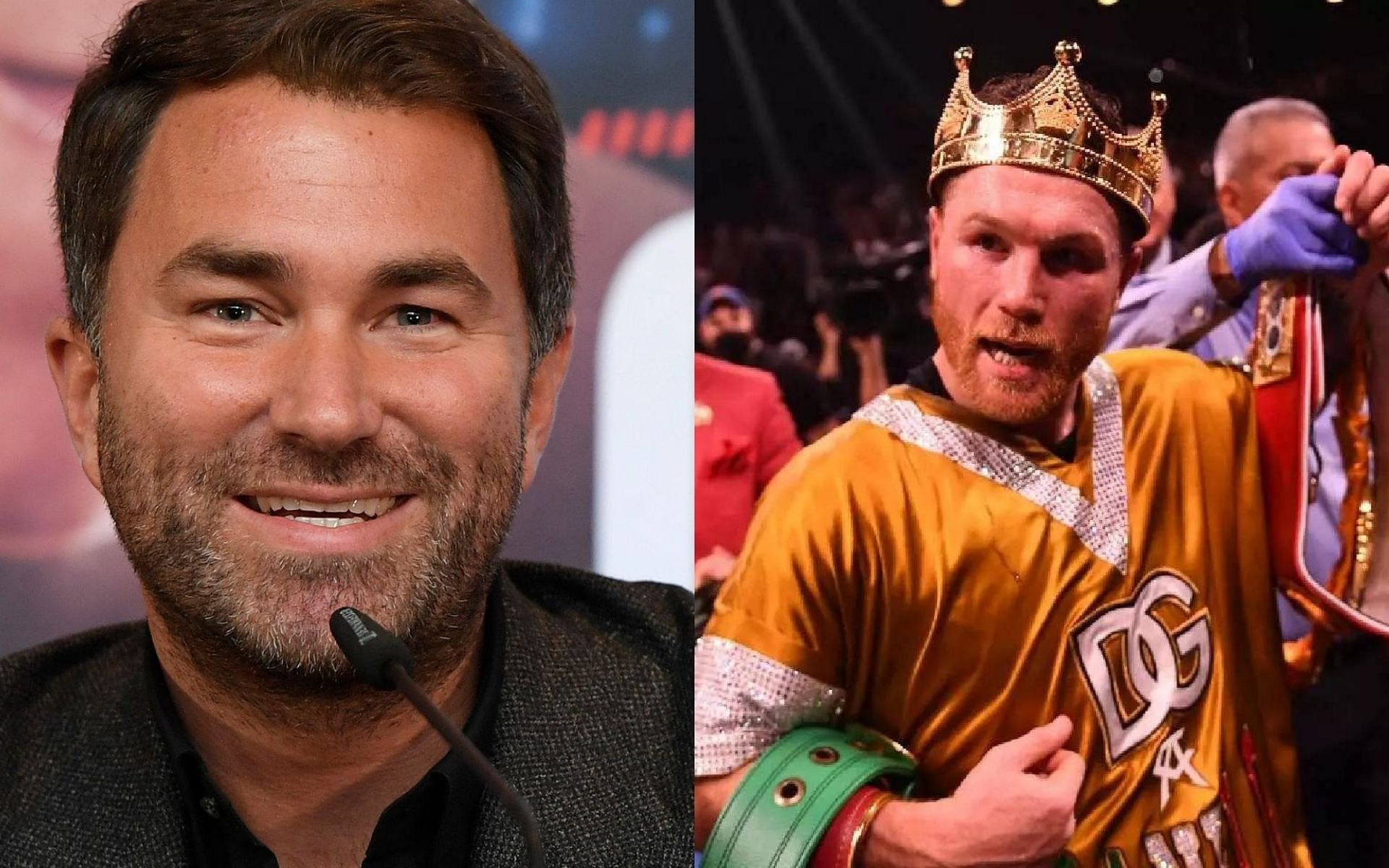 Enter caption Enter caption Eddie Hearn (left) and Canelo Alvarez (right)