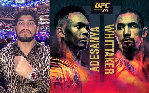 Dillon Danis (left) via. Instagram/Dillondanis; Adesanya vs. Whittaker.