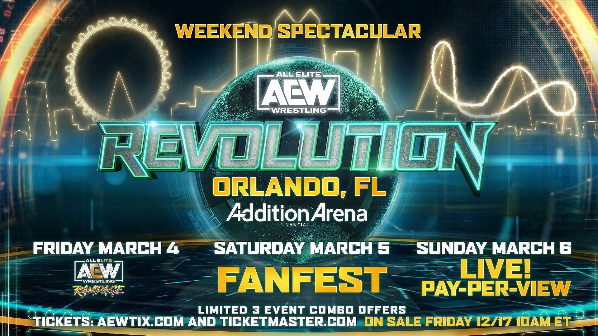 AEW Revolution will take place on March 6, 2022, in Orlando, Florida