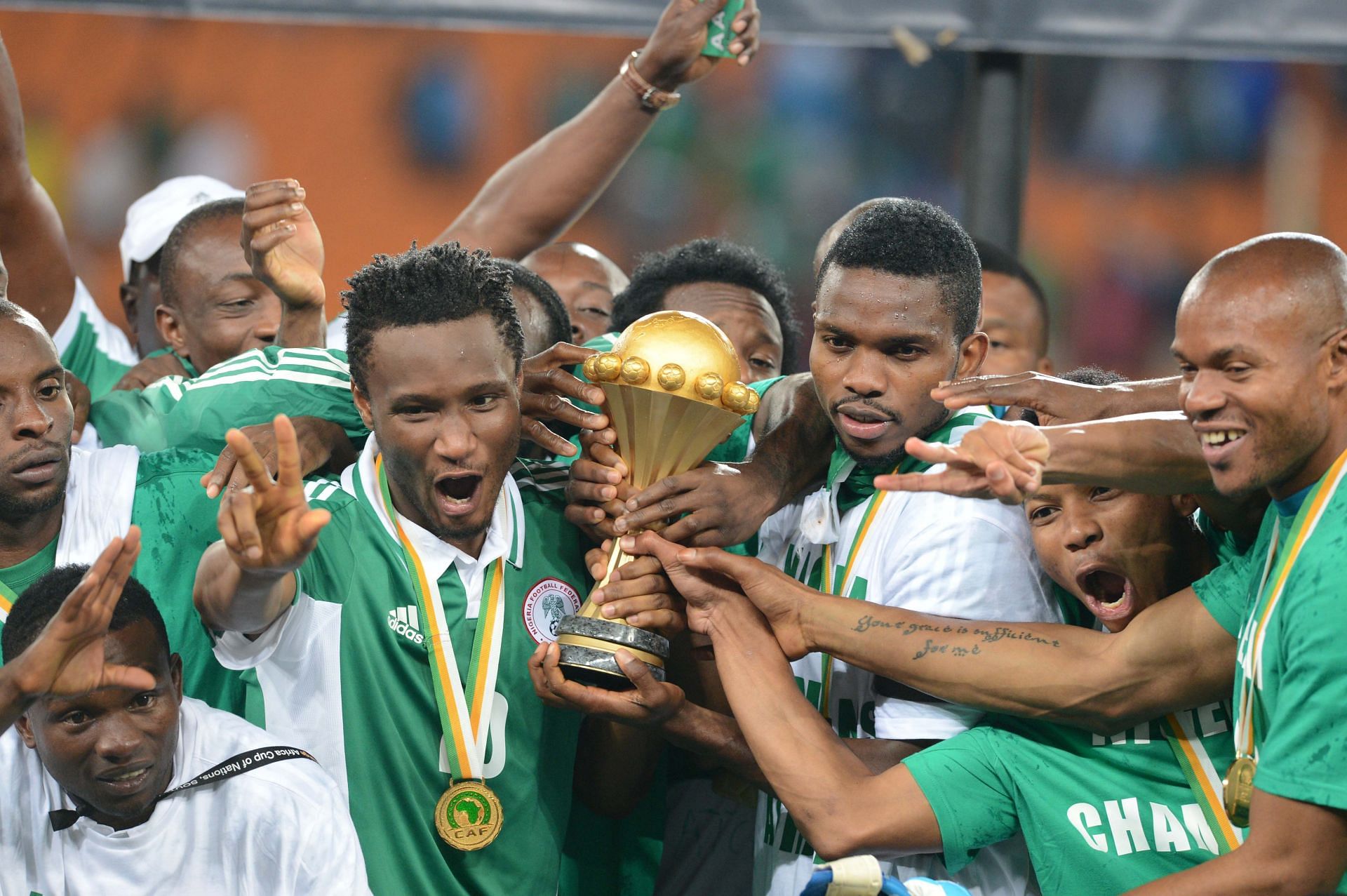 Nigeria lifting their trophy at the 2013 Africa Cup of Nations Final