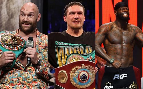 [L-R] Tyson Fury, Oleksandr Usyk and Deontay Wilder