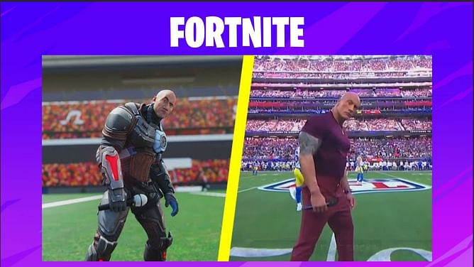 Animator recreates The Rock's Super Bowl introduction with Fortnite's The Foundation outfit, fans react