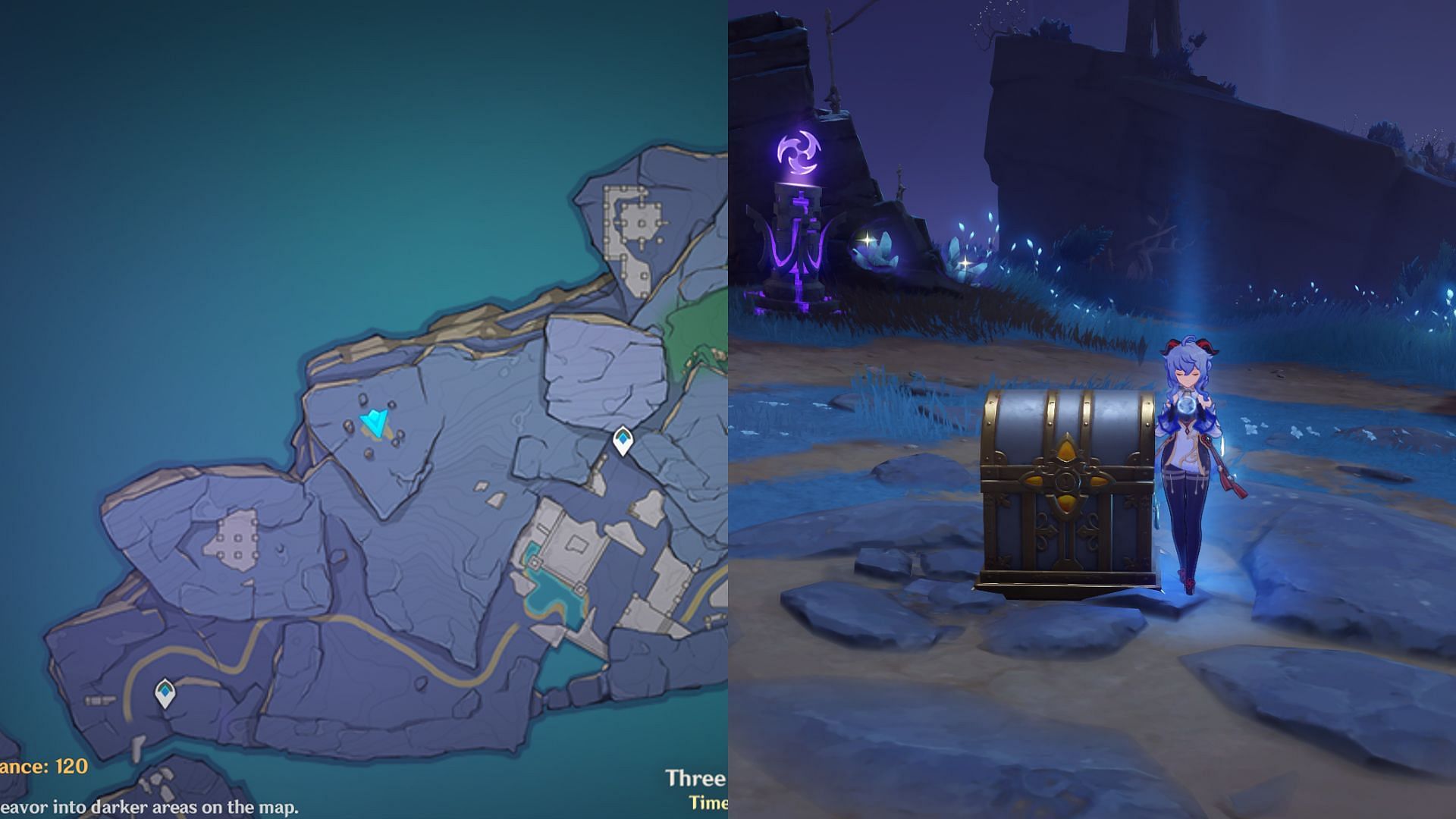 The location of the first Luxurious Chest (Image via Genshin Impact)