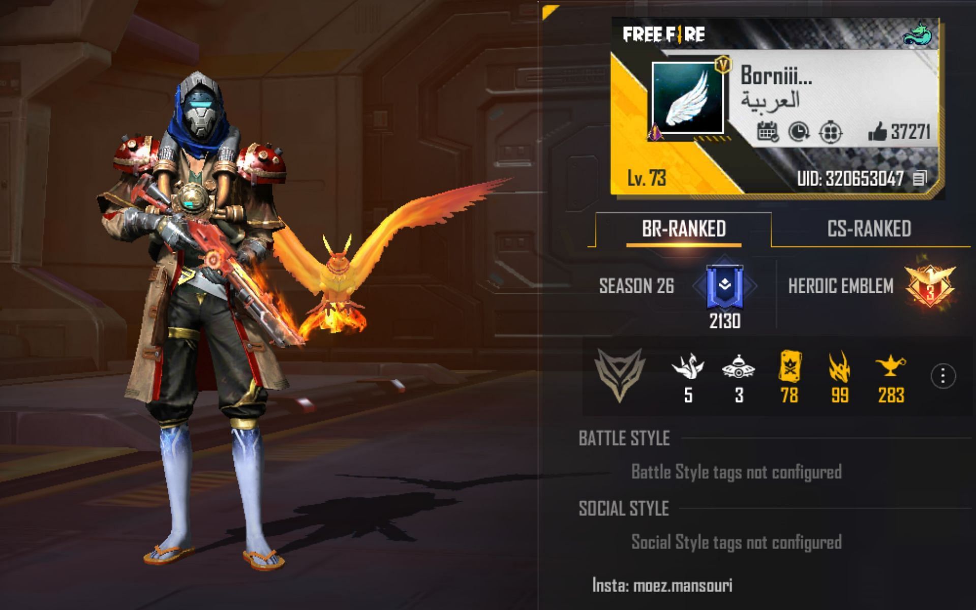 B2K&#039;s Free Fire ID (Image via Garena)