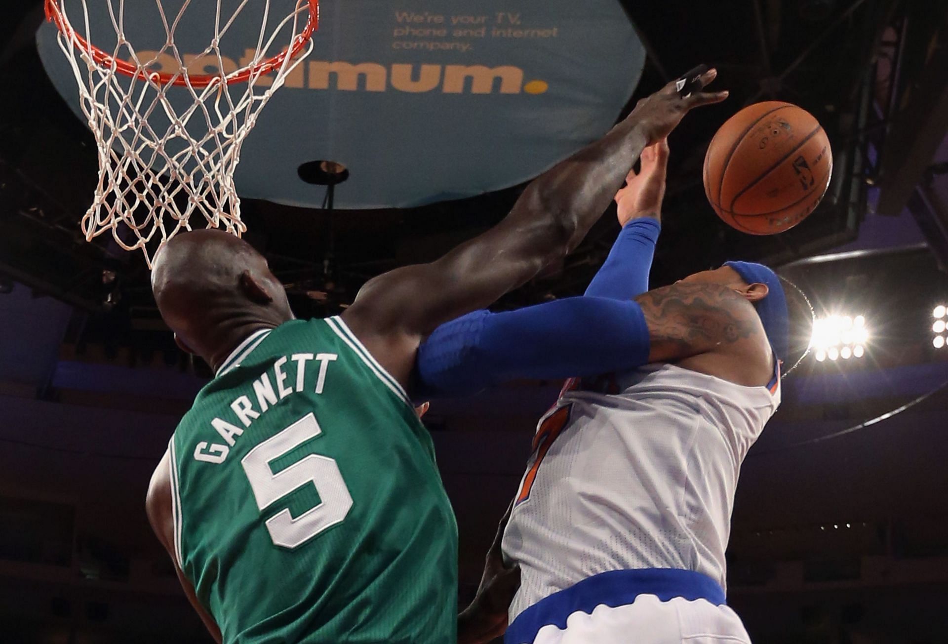 Boston Celtics Kevin Garnett blocking a shot