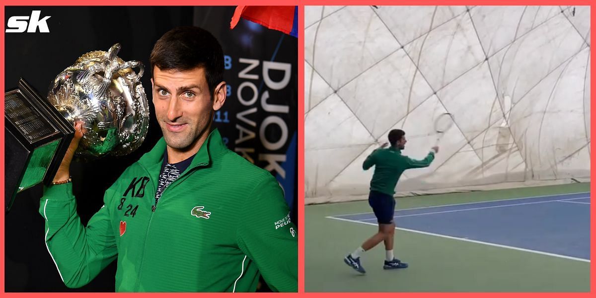 Novak Djokovic trains in Belgrade ahead of his return to action at the Dubai Tennis Championships