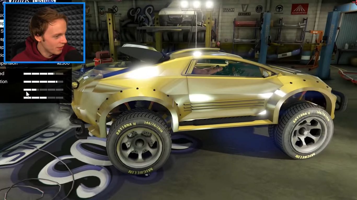 Beautiful golden vehicle with available customizations (Image via Nought/YouTube)