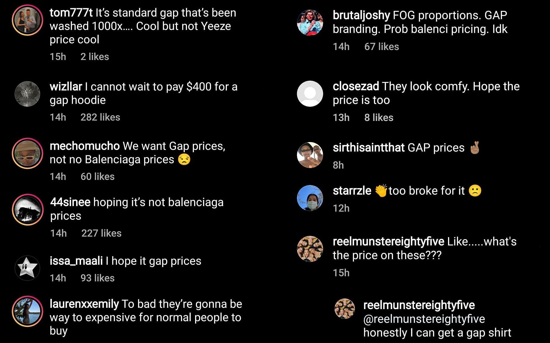 Fans&#039; reaction to the possible high prices of Yeezy x Gap x Balenciaga collection (Image via Sportskeeda)