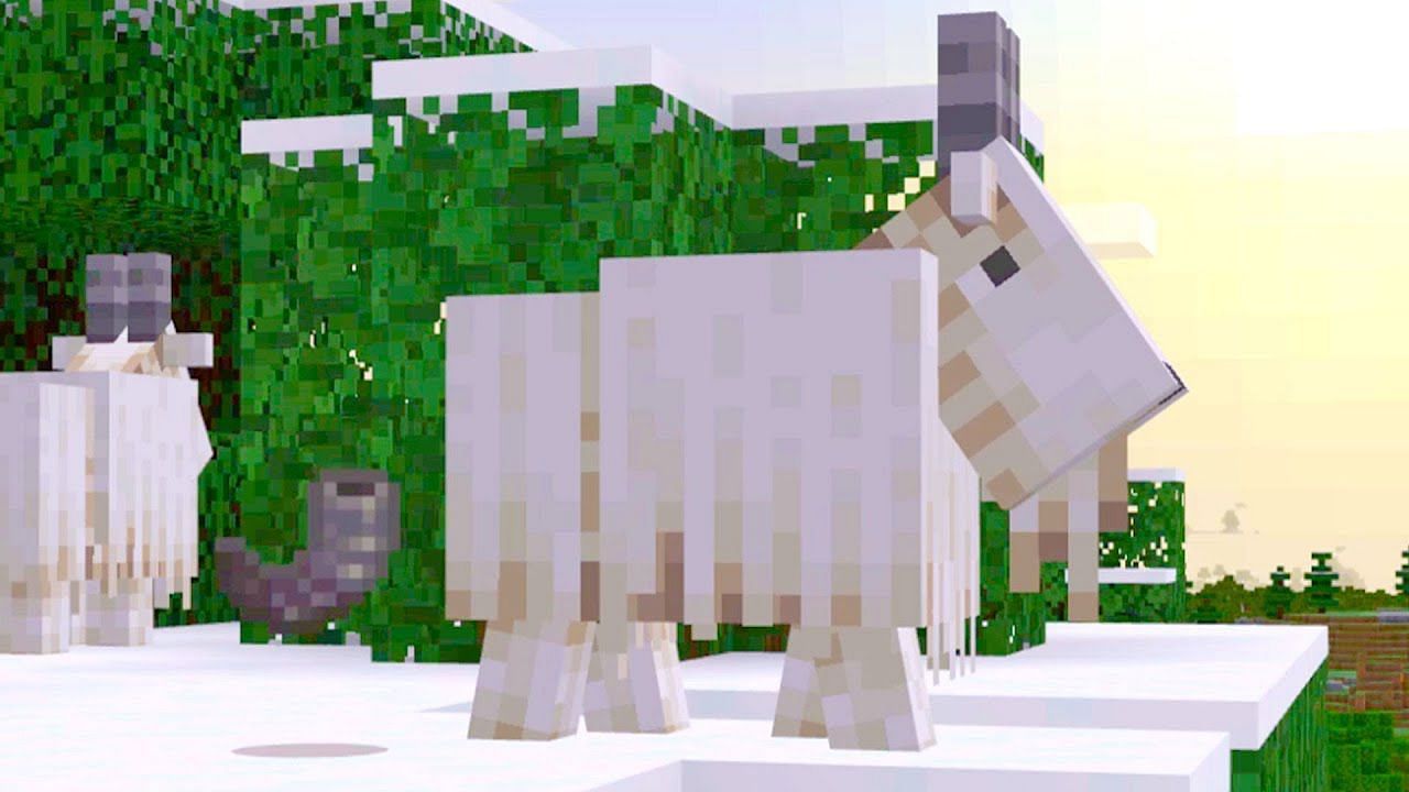Goats spawn in mountains (Image via OMGCraft on YouTube)