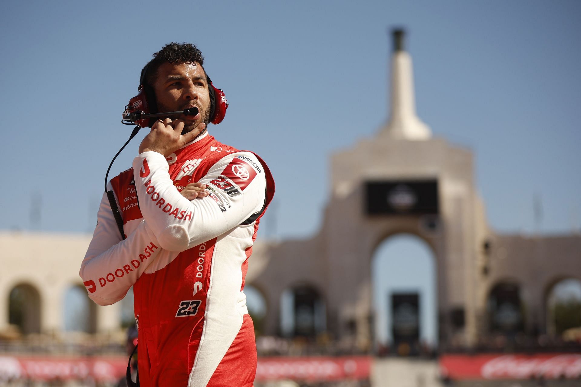 Bubba Wallace Jr. at the NASCAR Cup Series Busch Light Clash qualifying heat