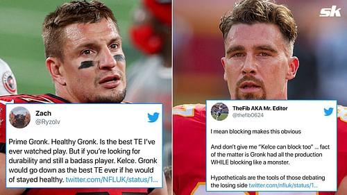 There's an ongoing debate on Twitter about who is the better tight end between Rob Gronkowski and Travis Kelce