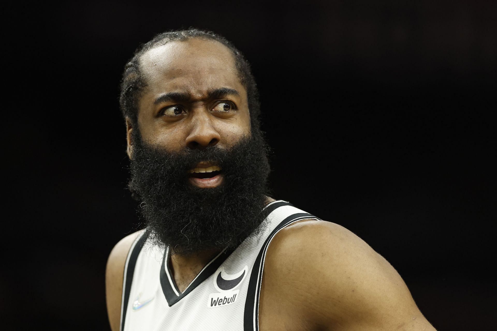 James Harden of the Brooklyn Nets during the first half of an NBA game on Feb. 1 in Phoenix, Arizona..