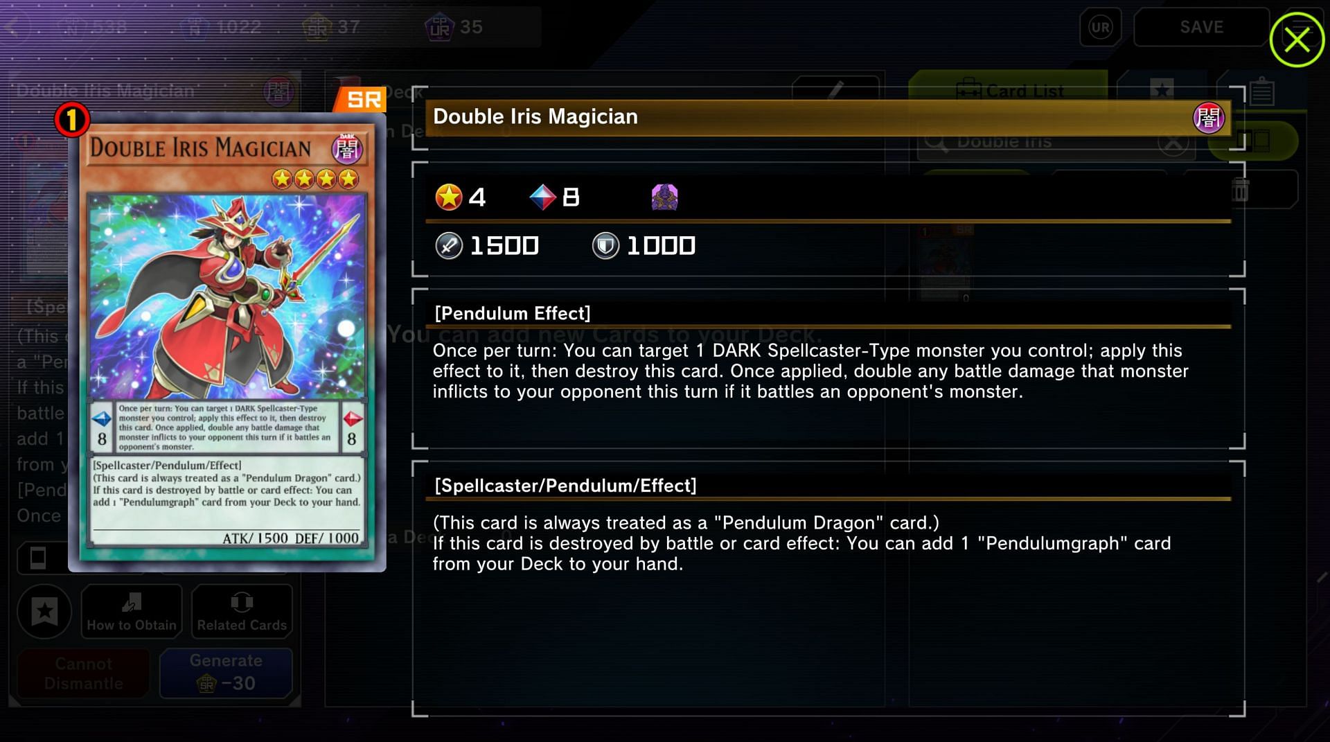 The Double Iris Magician can be played, but only once per deck (Image via Konami)