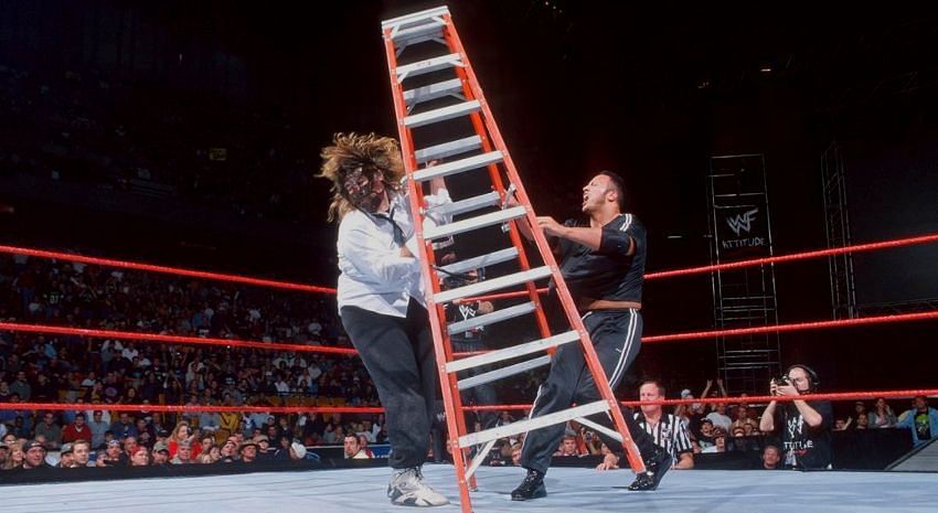 The Rock and Mankind locked horns in one of WWE&#039;s greatest feuds ever in 1998-1999