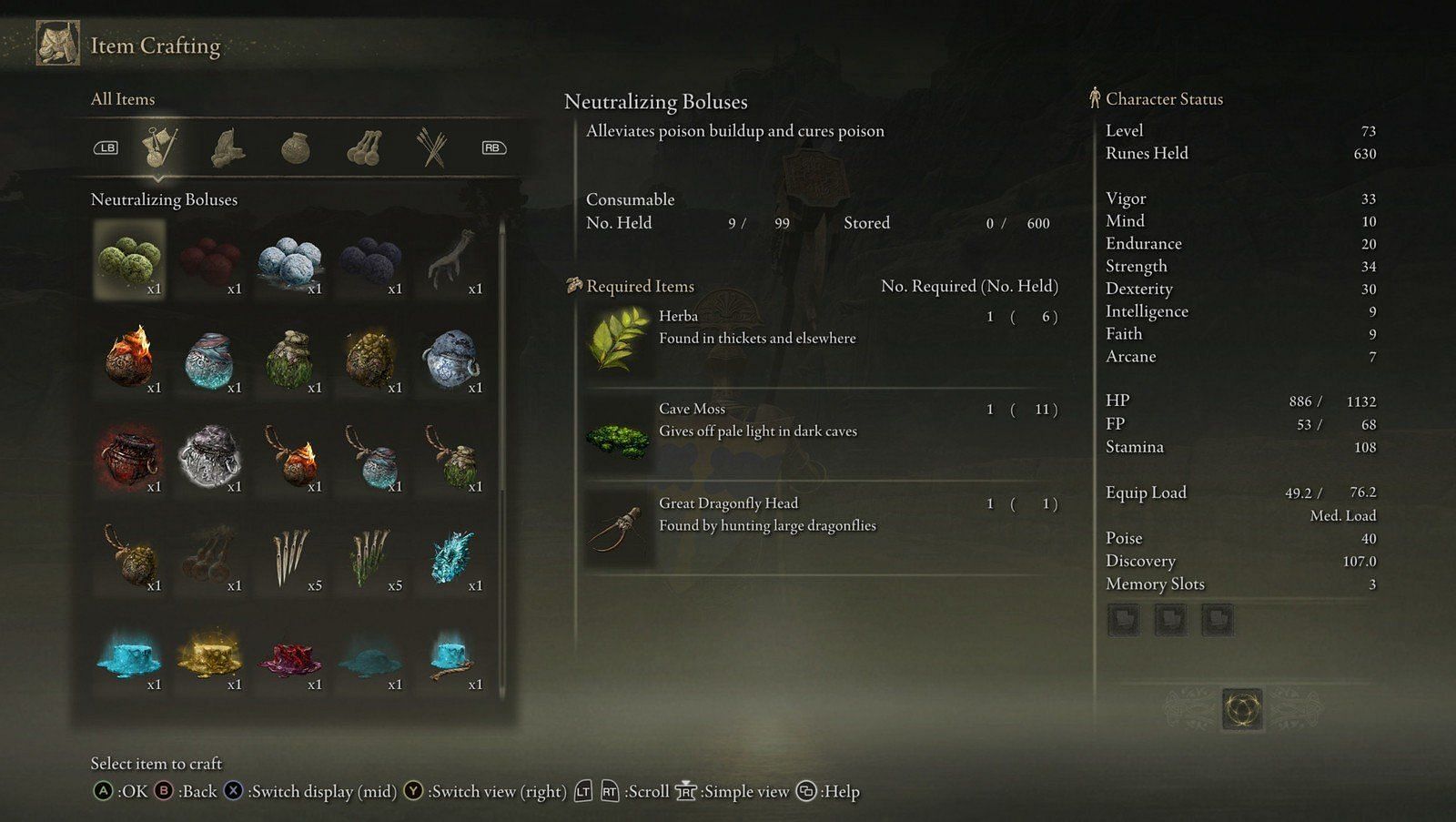 A look at the Item Crafting menu (Image via FromSoftware Inc.)