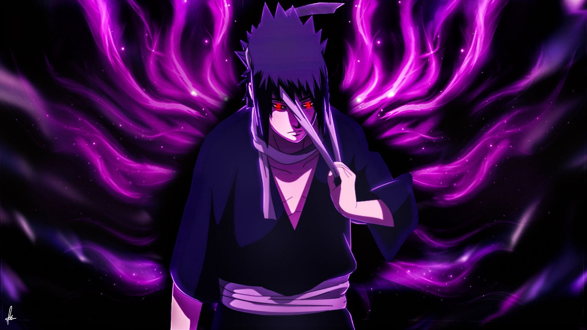 Fanmade Sasuke Uchiha wallpaper (Image via DeviantArt/nascimentART)