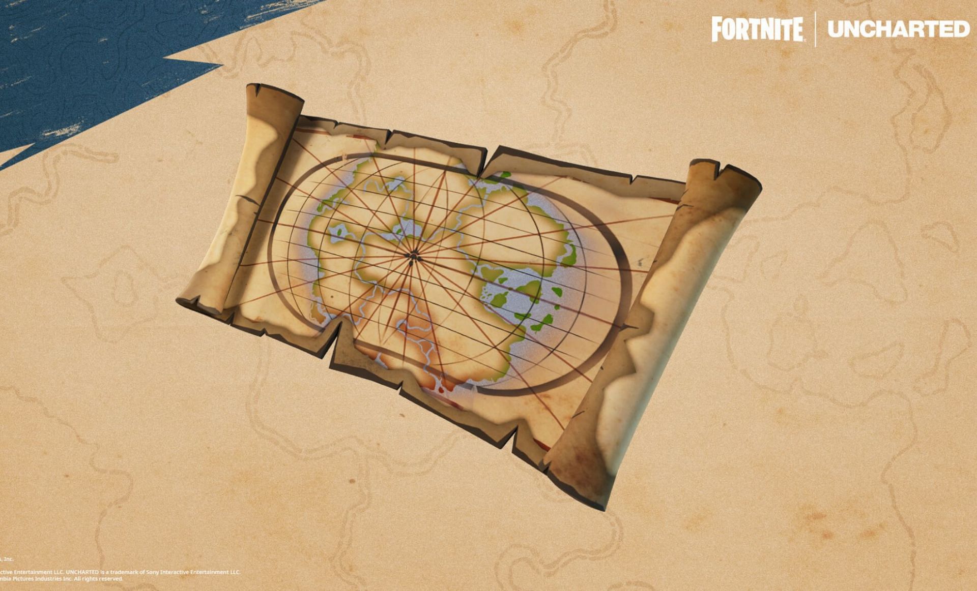 Fortnite Drake&#039;s treasure map (Image via Epic Games)