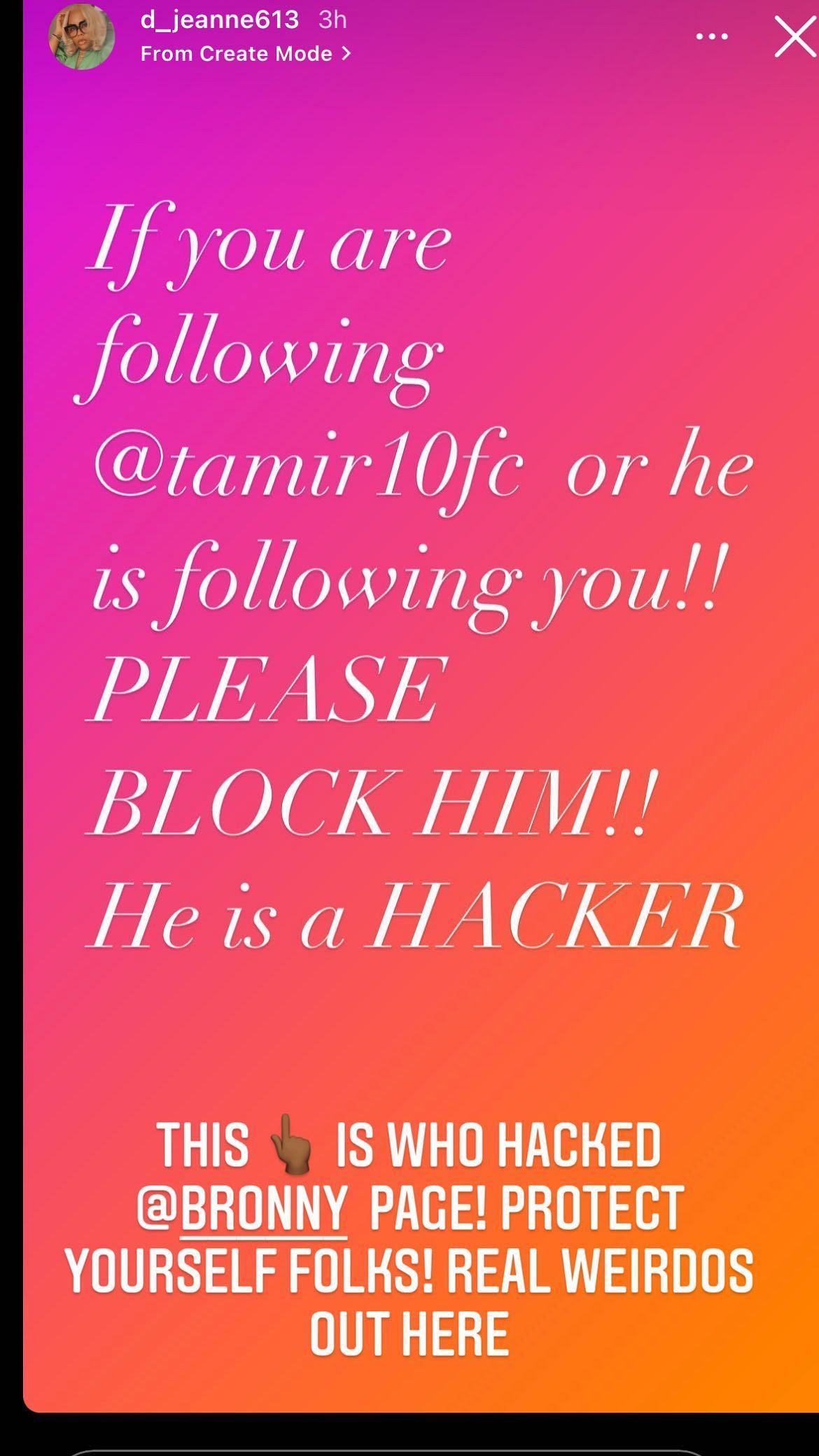 LeBron James urging his fans to block the hacker