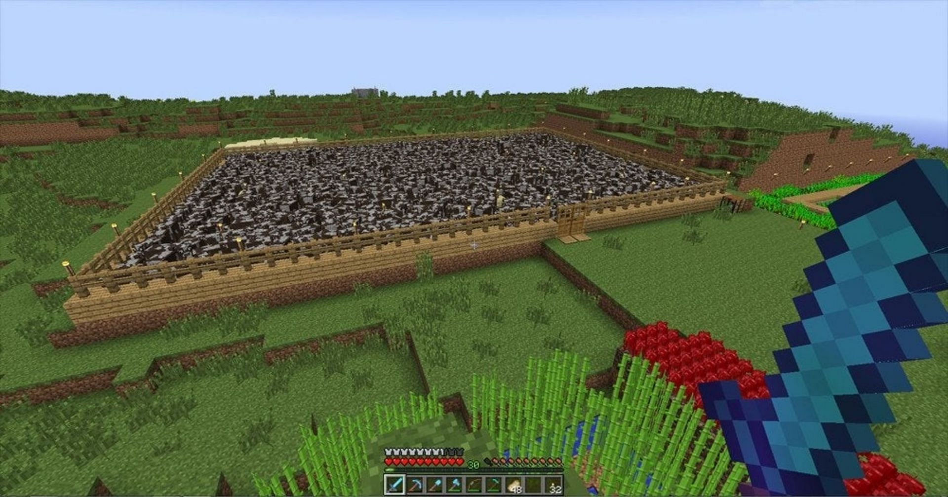 A massive cow pen in Minecraft (Image via Reddit user ChosenBrad1322)