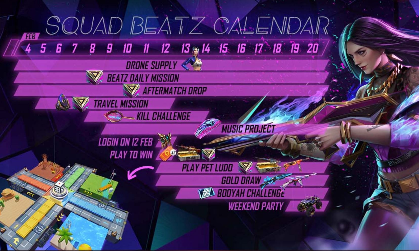 Squad Beatz event calendar (Image via Garena)
