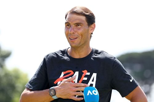 The Spaniard poses at the Australian Open Trophy Tour