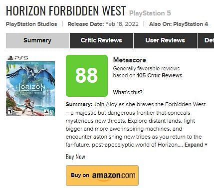 horizon ps5 metacritic