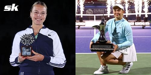 Anett Kontaveit (L) and Jelena Ostapenko