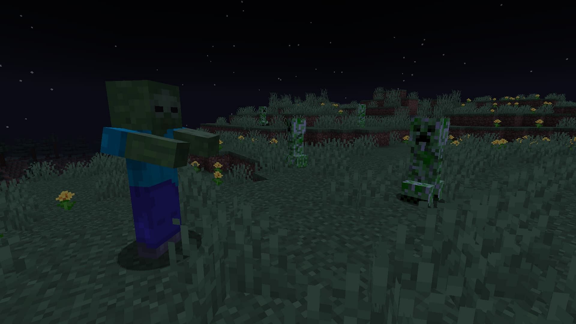 Hostile mobs only spawn at light level 0 (Image via Minecraft)