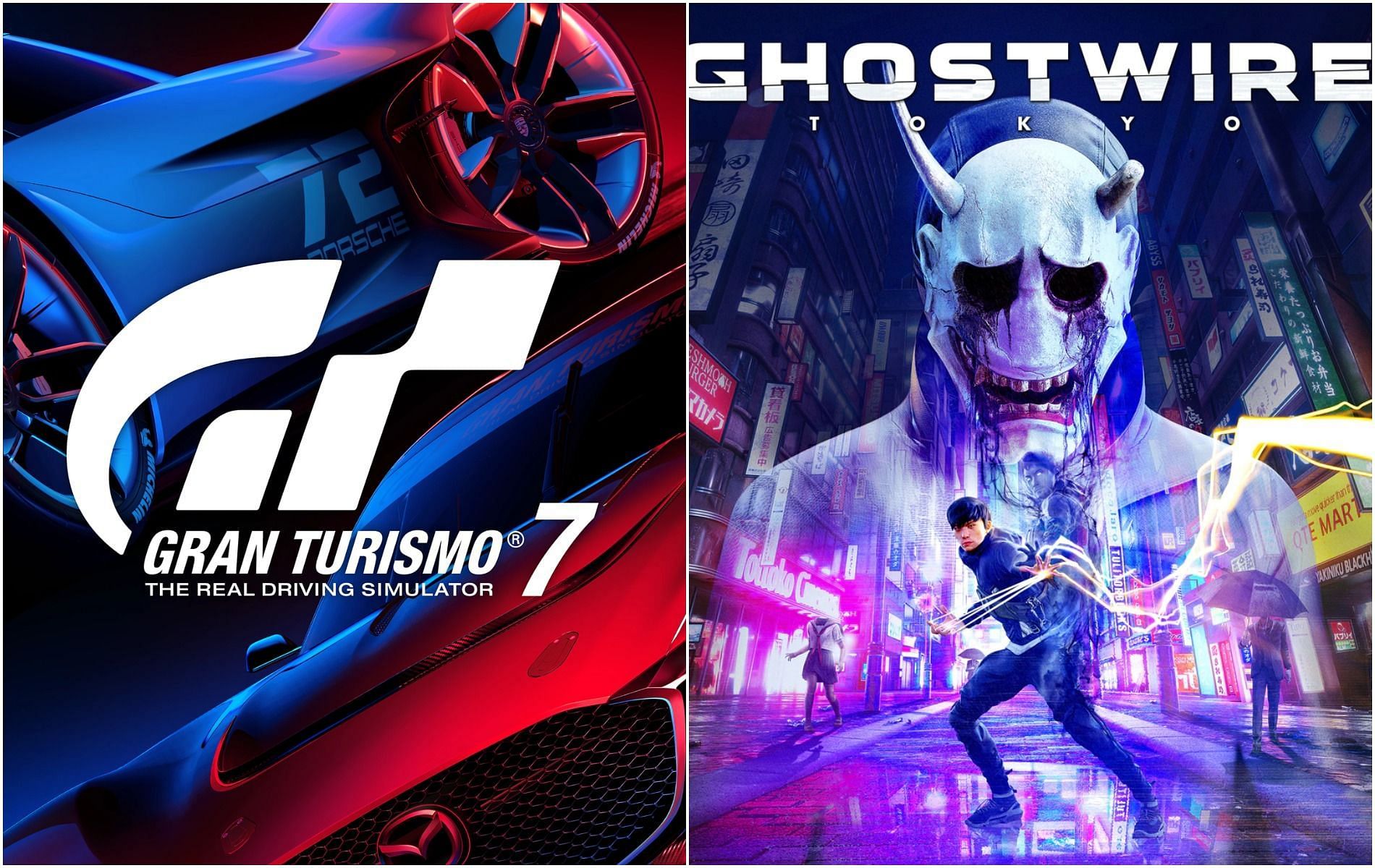 Gran Turismo 7 and Ghostwire Tokyo are coming to PlayStation 4 and 5 (Image by Sony and Bethesda)
