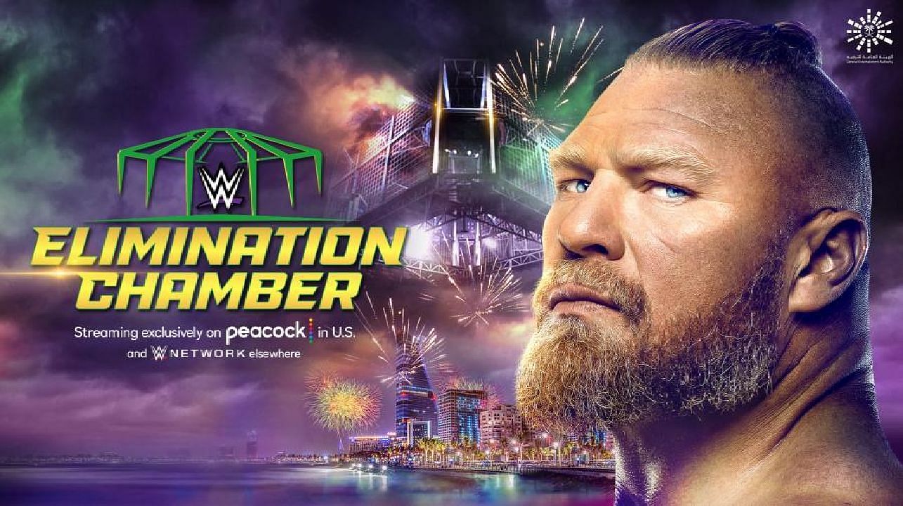 The Elimination Chamber 2022 poster featuring Brock Lesnar