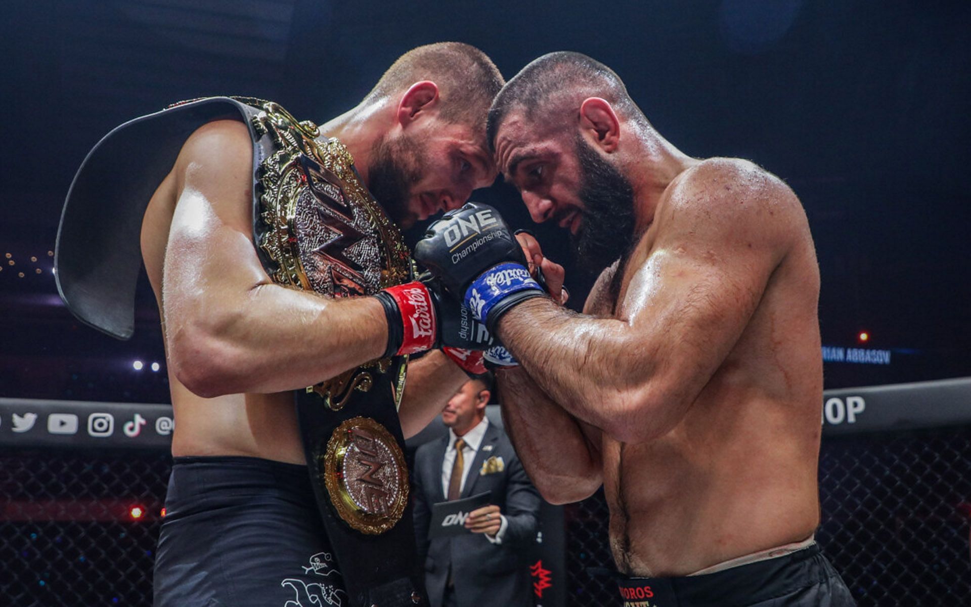All&#039;s good between Reinier de Ridder (Left) and Kiamrian Abbasov (Right) just a day after their war in the Circle. [Photo: ONE Championship]