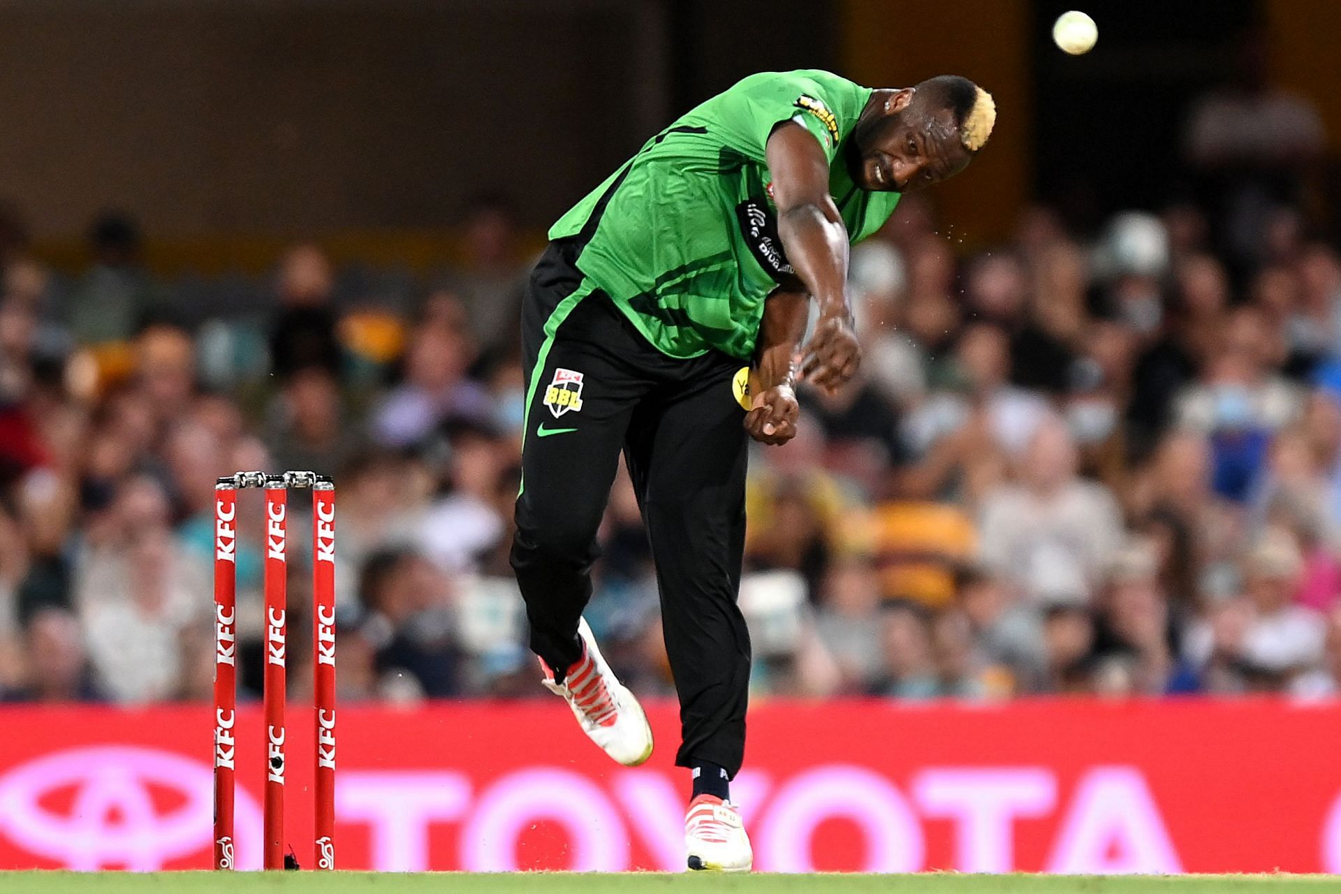 Andre Russell bowling in the BBL. Pic: Getty Images