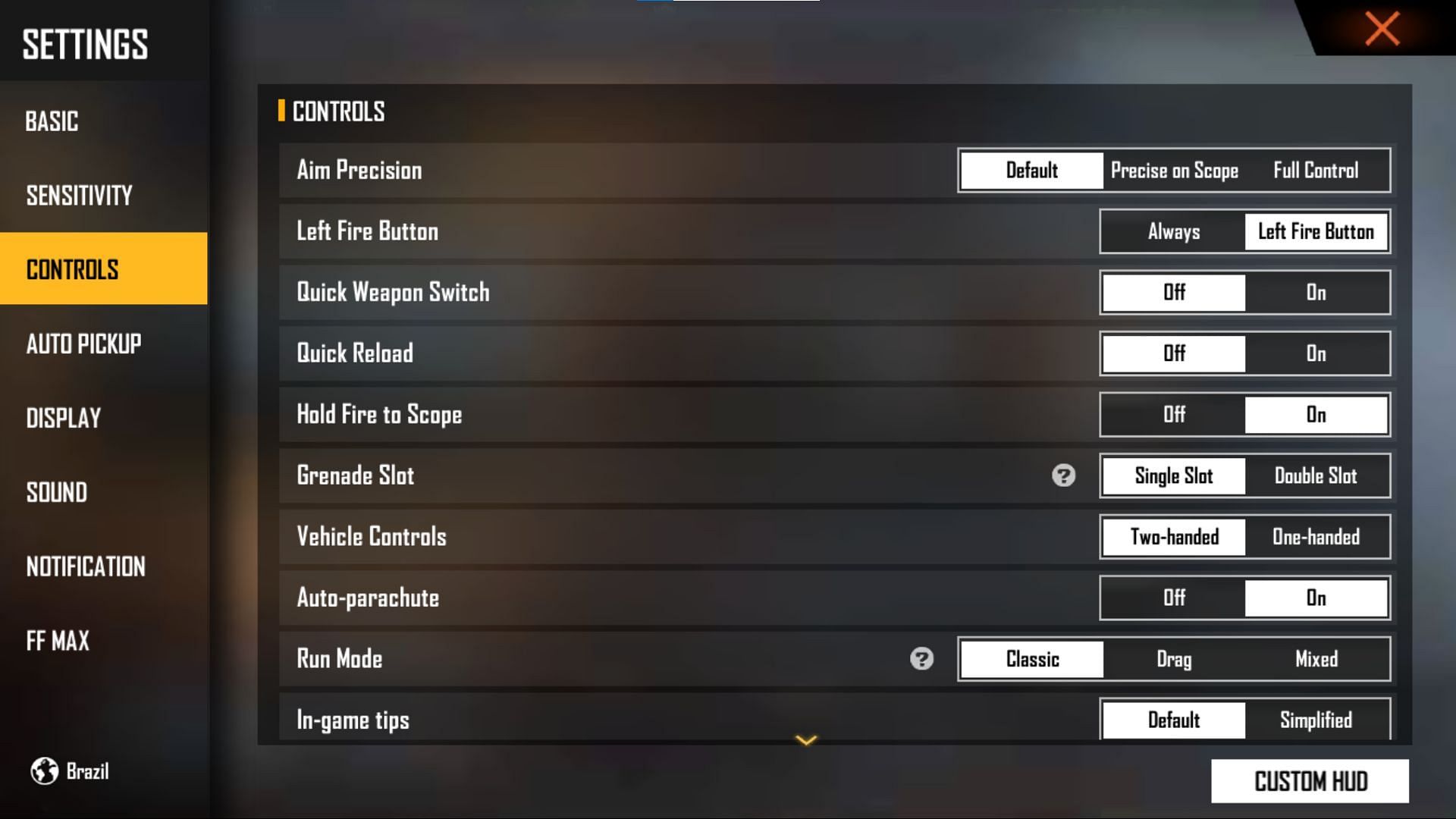 There are numerous other settings that players can alter (Image via Garena)