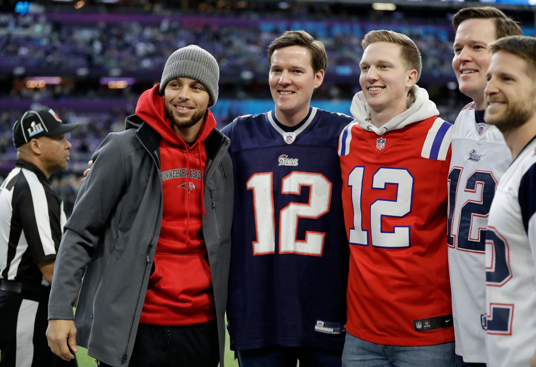 Steph Curry during Super Bowl LII in 2018 [Source: AP]