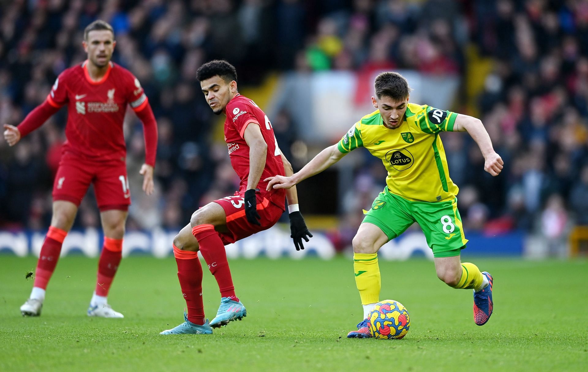 Diaz scored his first goal for the Reds against Norwich as part of a new front three alongside Salah and Mane