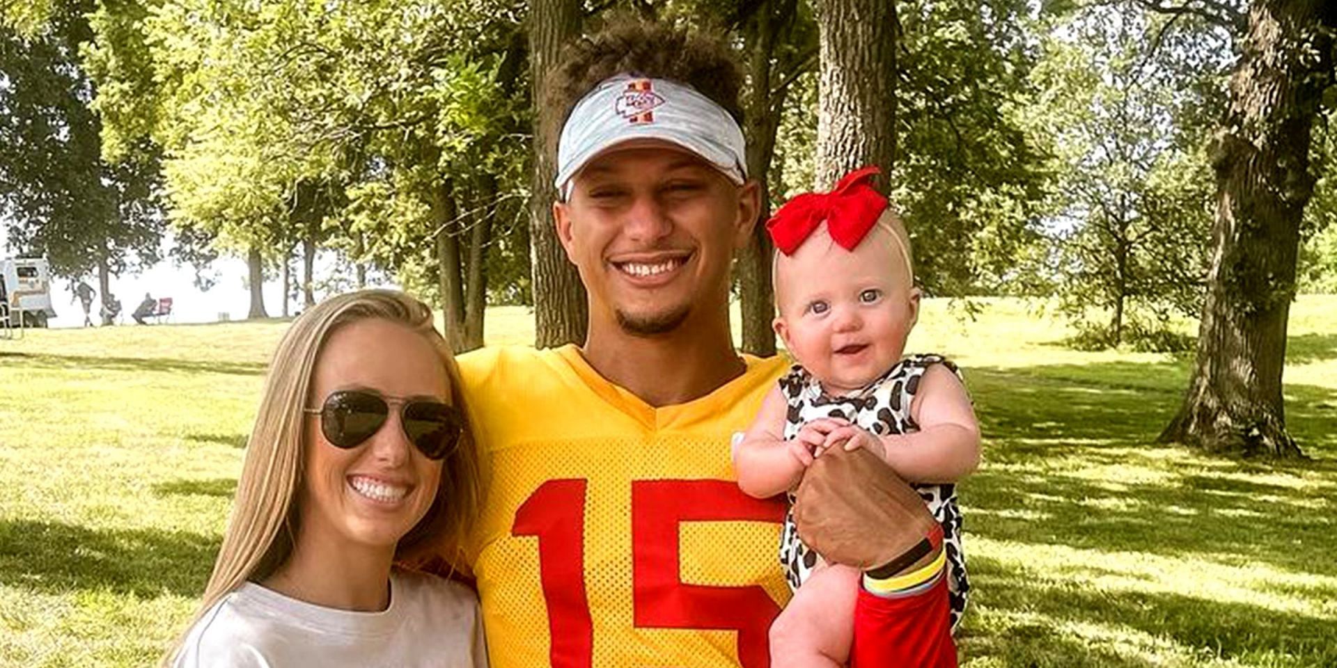 Brittany Matthews with Chiefs QB Patrick Mahomes and baby Sterling