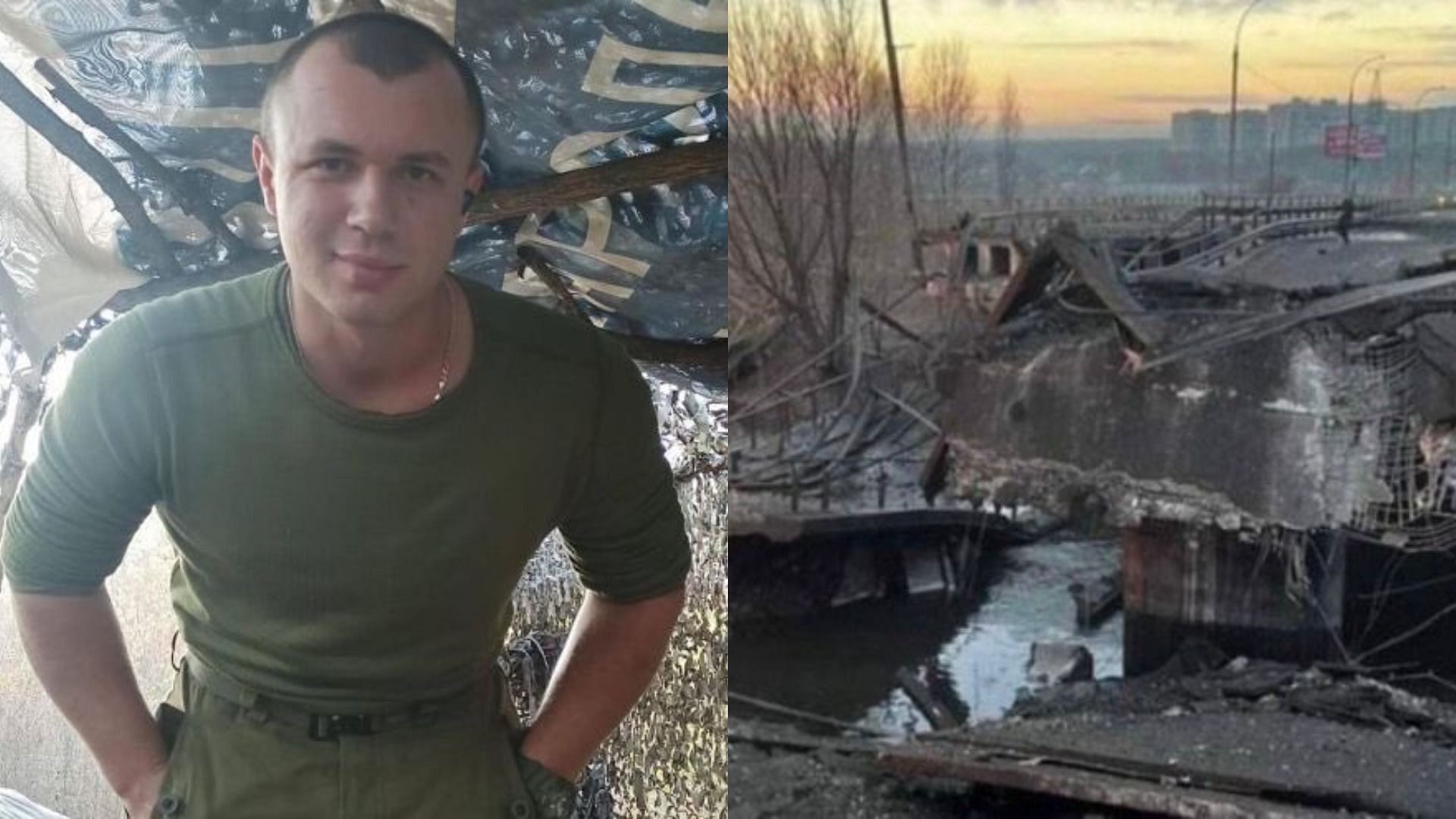 Ukrainian soldier Vitaly Shakun blew himself up along with the Henichesk Bridge to stop Russian troops (Image via Neavah and Alberto Samper/Twitter)
