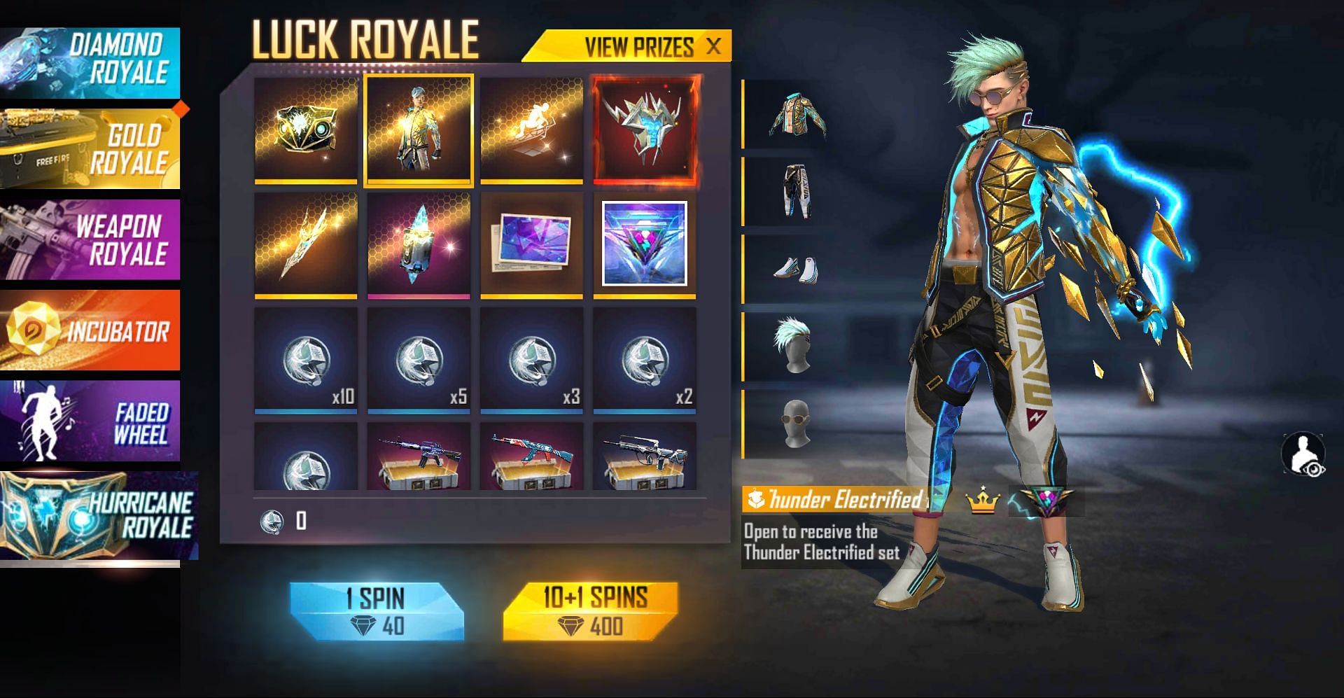 The prize pool in the Luck Royale (Image via Garena)