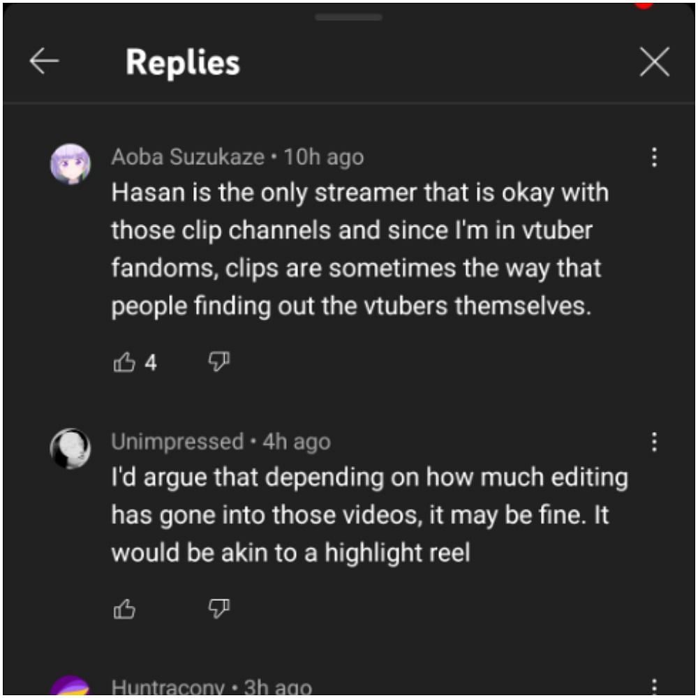 According to one commenter, Hasan is okay with the clip channels that the above user mentioned (Image via Hasan&#039;s YouTube)