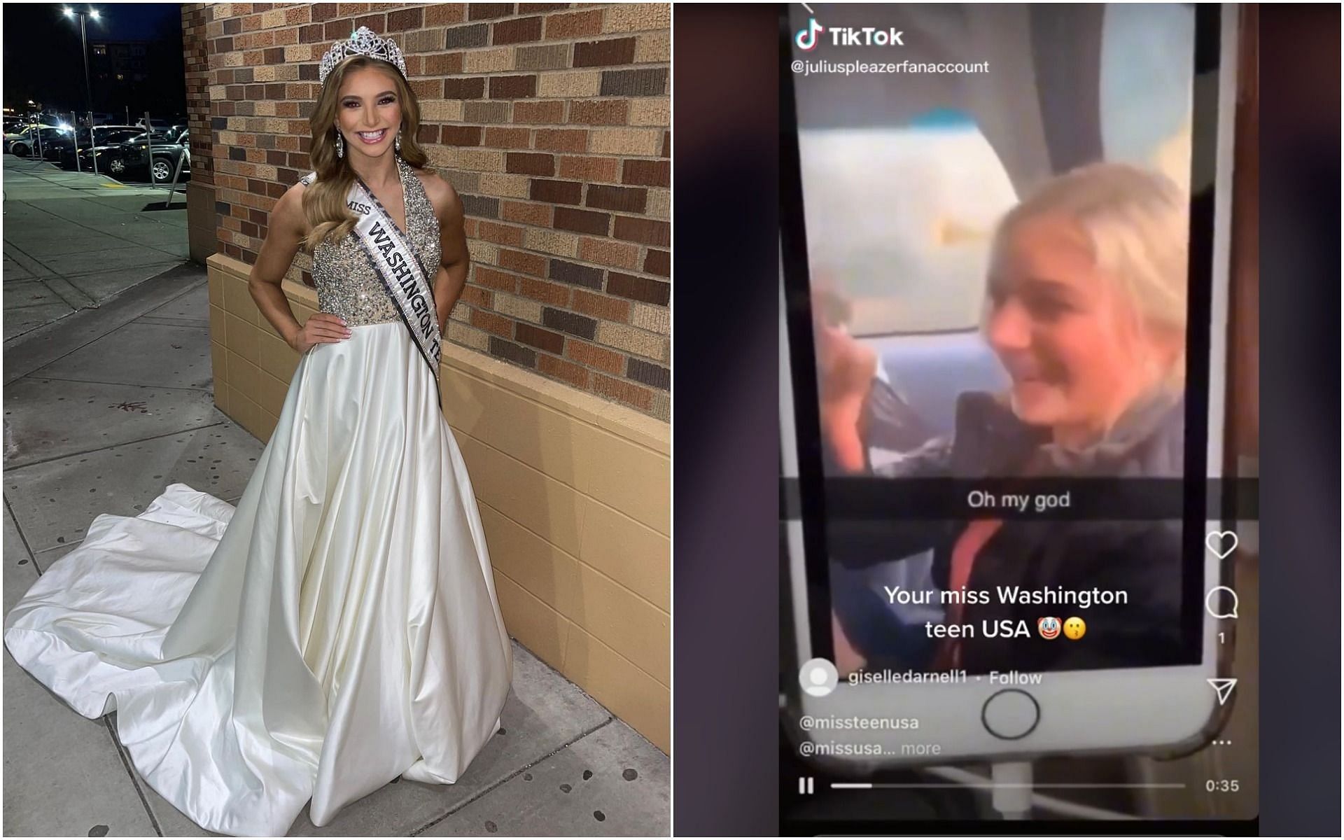 Miss Teen Washington USA, Kate Dixon under fire for mouthing racial slur (Image via @misswateenusa/Instagram and @@juliuspleazerfanaccount/TikTok)