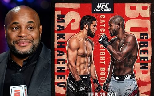 Daniel Cormier (left), Islam Makhachev and Bobby Green (right) PC: UFC on Instagram