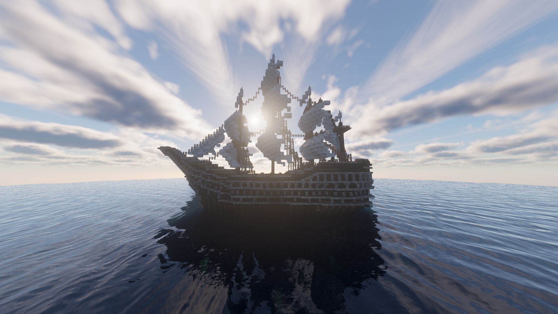 Ships and water are some of the most common aspects that can be portrayed with graphical realism (Image via Mojang)